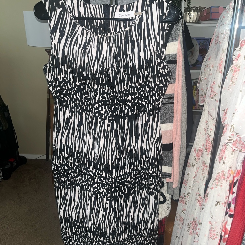 Calvin Klein Monochrome Animal Print Midi Dress